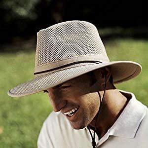 Henschel Aussie Breezer Original Made in USA Cotton Mesh Hat 5312 / 5310 from Miami Hat Shop, UPF50+, Packable (Khaki, Medium)