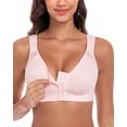 thumbnail image 2 of Exerin Women's Back Support Front Closure Bra Full Coverage Non Padded Wirefree(Pink,34C), 2 of 8