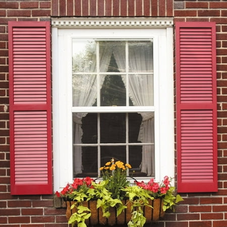 AWC Exterior Window Shutters Louvered, Pair (Best Exterior Shutters For Windows)