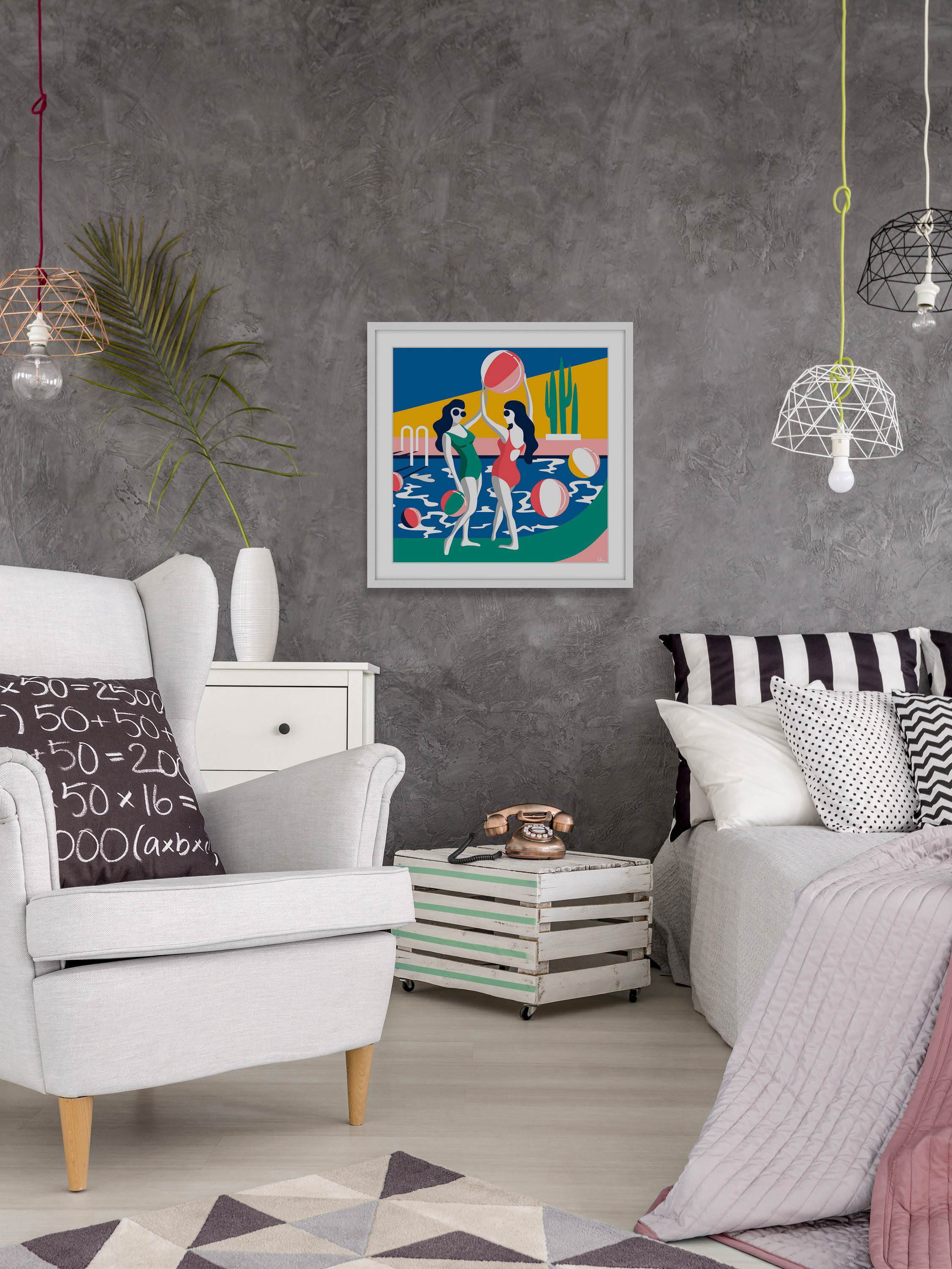 Pool Side Attraction Framed Painting Print