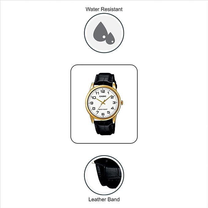 Casio Mens Analogue Quartz Watch with Leather Strap MTP-V001GL-7B