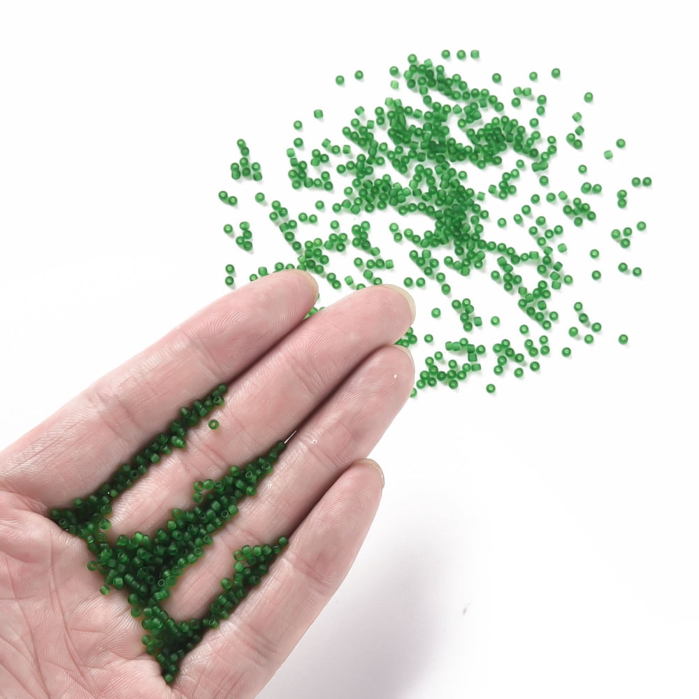 1bag 12/0 Grade A Round Glass Seed Beads Transparent Frosted style Green 2x1.5mm Hole: 0.8mm 30000pcs/bag