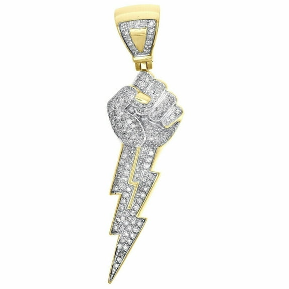 2CT Round Cut VVS1 Diamond Lightening Bolt Pendant 14k Yellow Gold Finish