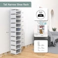 thumbnail image 4 of 10 Tier Vertical Shoe Rack - White Narrow Shoe Rack for Closet & Entryway, Space Saving Tall Shoe Organizer for Small Spaces, Sturdy Skinny Shoe Tower Stand for Boots & Heels, 4 of 7