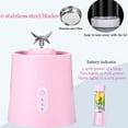 thumbnail image 3 of Mixeur Portable, Mini Mixeurs USB Rechargeables Petit Mixeur Personnel 6 Lames en Acier Inoxydable pour Usage Extérieur Bureau Maison, Rose, 3 of 8