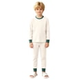 thumbnail image 3 of TIREOW Kids Underwear 2 Piece Set Contrast Trim Long Sleeve Crewneck Top and Long Pants Boys and Girls Sleepwear Loungewear Set, 3 of 7