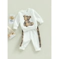 thumbnail image 3 of Wassery Baby Girls Autumn Clothes 3 6 9 12 18 24 Months Infant Plaid Bear Print Long Sleeve Pullover Sweatshirt Elastic Waist Long Pants Set Newborn Outfits Tracksuits Set 0-24M, 3 of 9