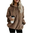 thumbnail image 3 of Women Solid Color Coat Button Down Overcoat Long Sleeve Cardigan Warm Winter Overcoat Windproof Outer Coat Fluffy Jacket, 3 of 7