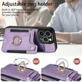 thumbnail image 5 of Ancove for iPhone 14 Wallet with Card Holder & Wrist Strap,PU Leather RFID Blocking Ring Holder Kickstand Flip Case Cover for Women Men for iPhone 14,Purple, 5 of 8