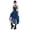 Blue, variant on Ruffled Square-Neck Gothic Dress with Cross Necklace, Women's High-Low Hem Victorian Punk Party Costume Set (1 Dress + 1 Necklace) Black L