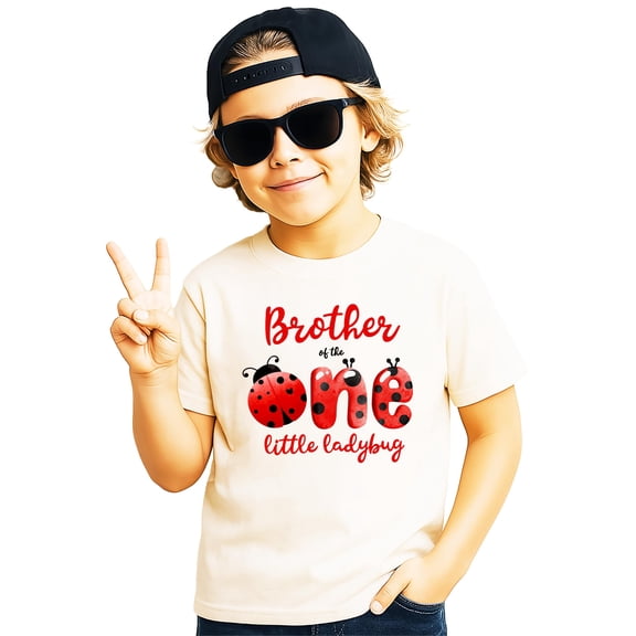 Brother of the One Little Ladybug Shirt for Men Girls 1st Birthday Matching Family Party Tee Natural Shirt Adult Small