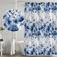thumbnail image 5 of Blue Floral Shower Curtain, Waterproof Shower Curtains for Bathroom, Vintage Farmhouse Garden Flower Leaves Washable Fabric Bathtub Curtain Set Bath Decor with 12 Hooks 48"x72", 5 of 8