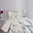 thumbnail image 4 of Ambesonne Teal White Quilted Coverlet 2 Pcs, Orchids Floral Photo, Twin Size, Teal White, 4 of 5