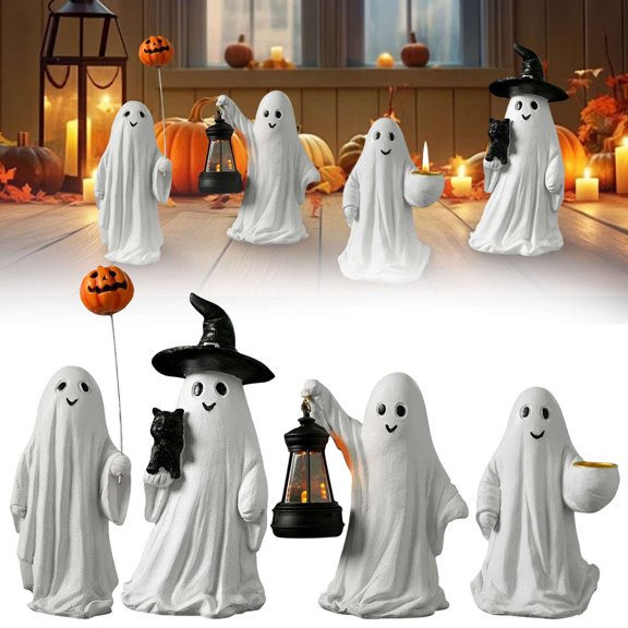 CoreLiving Cute Ghost Figurine Halloween Decor Cute Ghost Statue Tabletop Ornament for Halloween Office Decor Desk Tiered Tray Shelf Home Decorations Accent