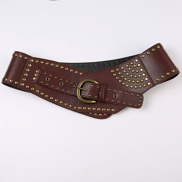 Generic Women Vintage Wide Elastic Belt Rivets Stretchy  display picture 1