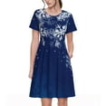 thumbnail image 1 of Balery Christmas Blue Vestidos sueltos de manga corta para mujer, vestidos de verano 2025, vestidos casuales de corte A con vuelo., 1 of 6