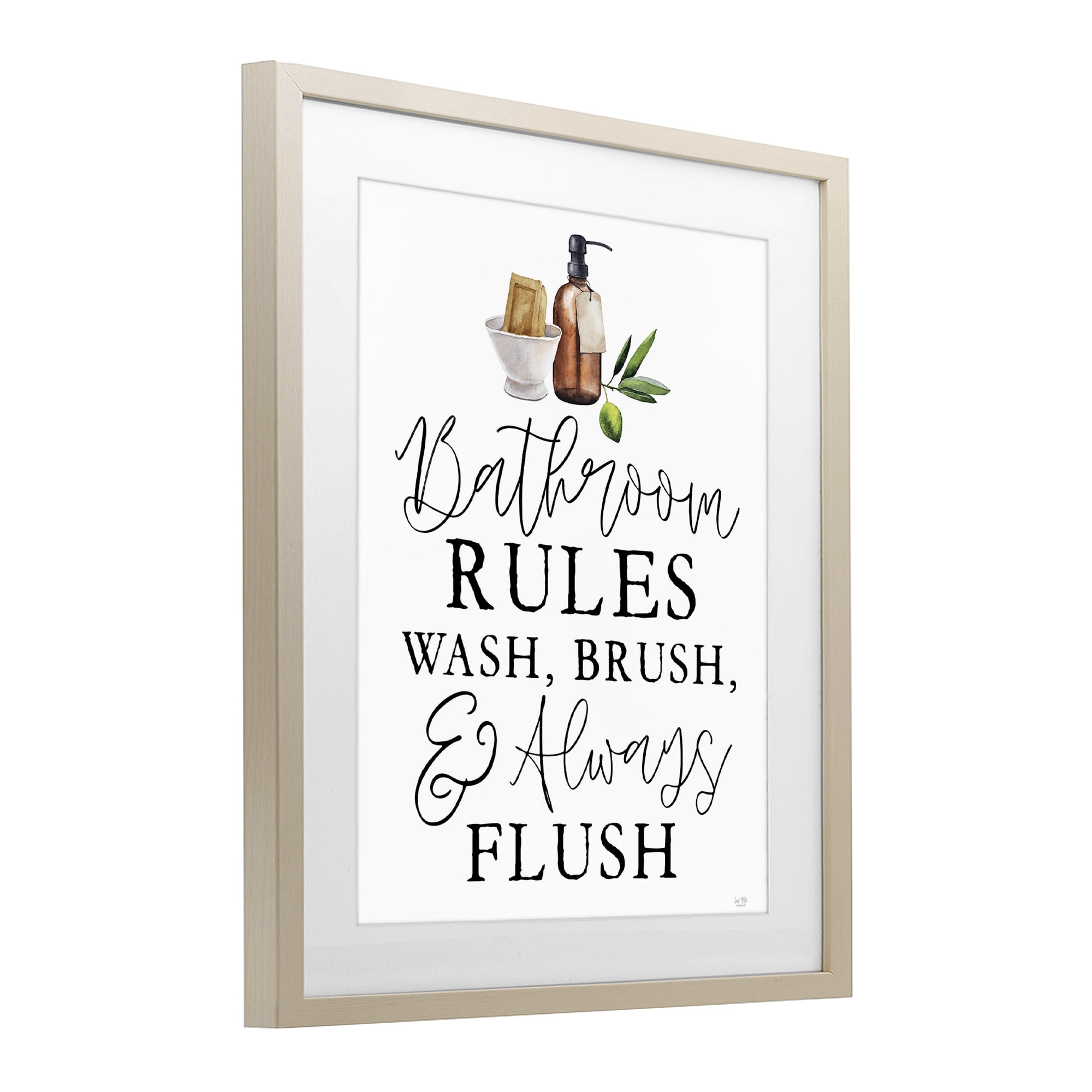 Stupell Industries Wash Brush & Always Flush Birch Framed Print Under Glass, design by Lux + Me Designs