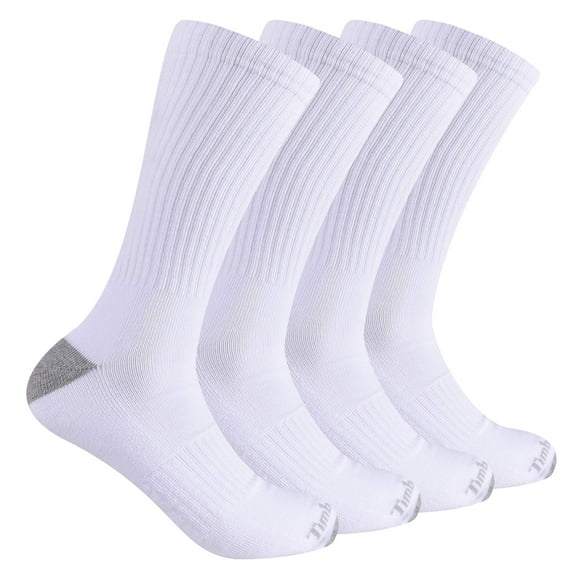 Timberland Men's 4-Pack Full Cushioned Crew Socks, White, One Size