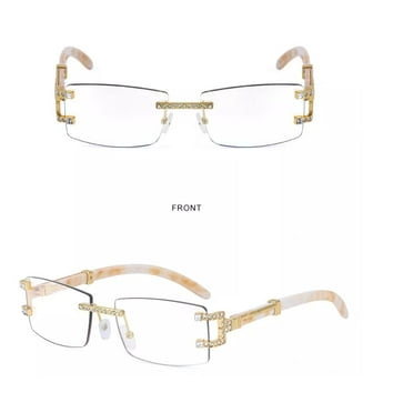 Clear Sunglasses Gold Metal Woody Retro Hiphop Style