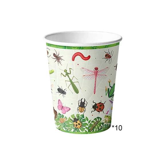 3.23 X 2.91 X 2.09 Inch Easter Themed Paper Cups Spring Insect Pattern Disposable Tableware For Party Picnic Birthday And Festival Celebrations