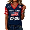 thumbnail image 2 of Women's USA Soccer Jersey Shirts 2026 Country Team Short Sleeve V Neck Fan International Football Shirt Retro Streetwear Top, Dark Blue XXXL, 2 of 4
