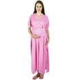 thumbnail image 1 of Bimba Maternity Kaftan Belt Nursing Night Gown| Front Buttons| Baby Shower Gift, 1 of 8