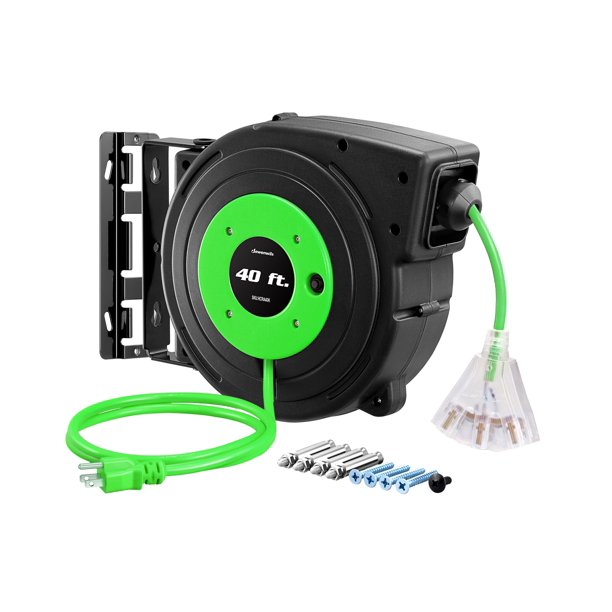 Carrete retráctil de cable de extensión DEWENWILS de 40 pies 12/3C SJTOW