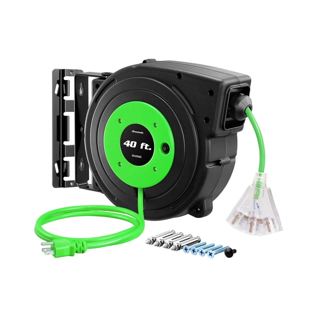 Carrete retráctil de cable de extensión DEWENWILS de 40 pies 12/3C SJTOW