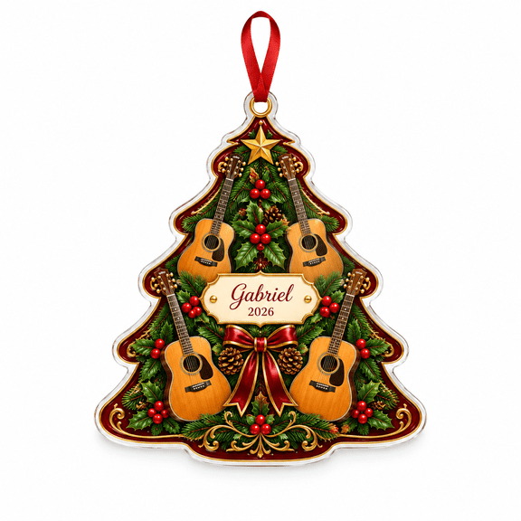 Acrylic Ornament Guitar Christmas Tree 2026, Hanging Keepsake for Musicians