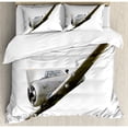 thumbnail image 3 of Vintage Airplane Duvet Cover Set Twin Size, Historical Vintage Twenties Aircraft Flying Fighter Propeller Wing Tech, Decorative 2 Piece Bedding Set with 1 Pillow Sham, Grey White, by Ambesonne, 3 of 3