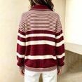 thumbnail image 4 of Womens Striped Sweatshirt With Quarter Zip Pullover Collar And Long Sleeves For Casual Weekend Wear And Everyday Layering, 4 of 8