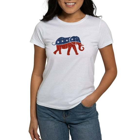 CafePress - Glitter Republican Elephant T Shirt - Women's Classic T-Shirt