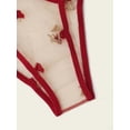 thumbnail image 2 of Pijama sexy de tres puntos con perspectiva de malla hueca roja para mujer, ropa interior sexy, 2 of 5
