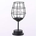 thumbnail image 3 of Lámpara de mesa de alambre de metal negro, luz de noche de estilo de jaula de cesta de hierro moderna, lámpara de noche retro, luz lateral con pilas Ormromra  LN-1004, 3 of 5