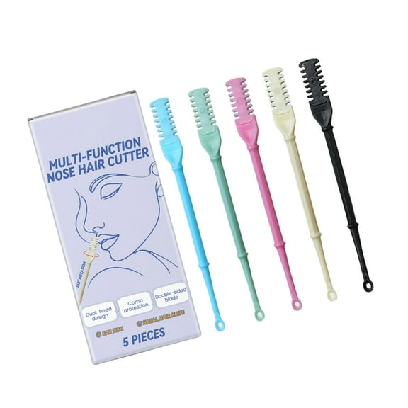 5Pcs Efficient Double Sided Nose Hair Grooming Tool Manual Nasal Hair Cutter Tool With Ear Pick For Home And Travel