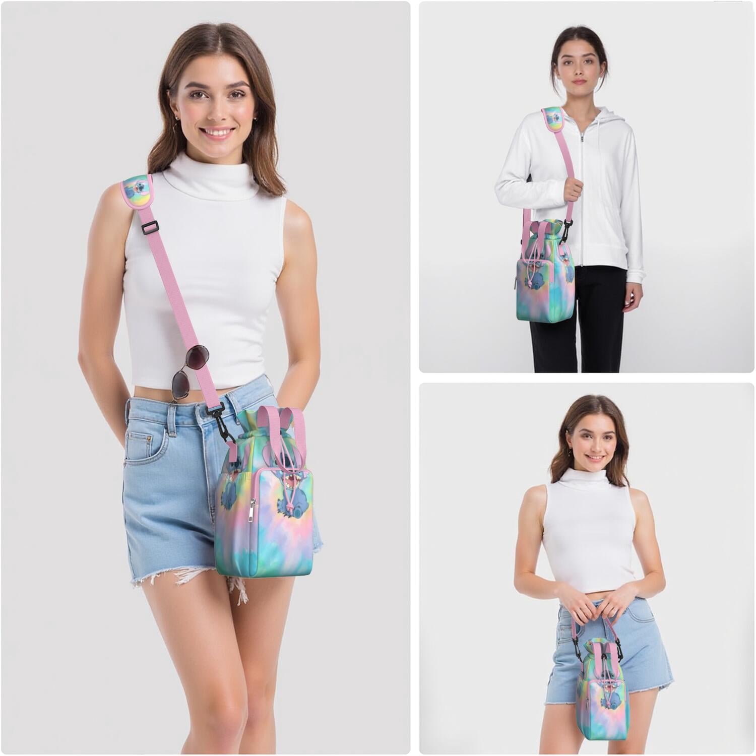 Insulated Cartoon Water Bottle Carrier Bag Sleeve with Strap Crossbody for 20/24/32/40oz Tumbler,Cartoon Movie Water Bottle Holder Sling Bag with Pocket Gifts for Women Men Adults