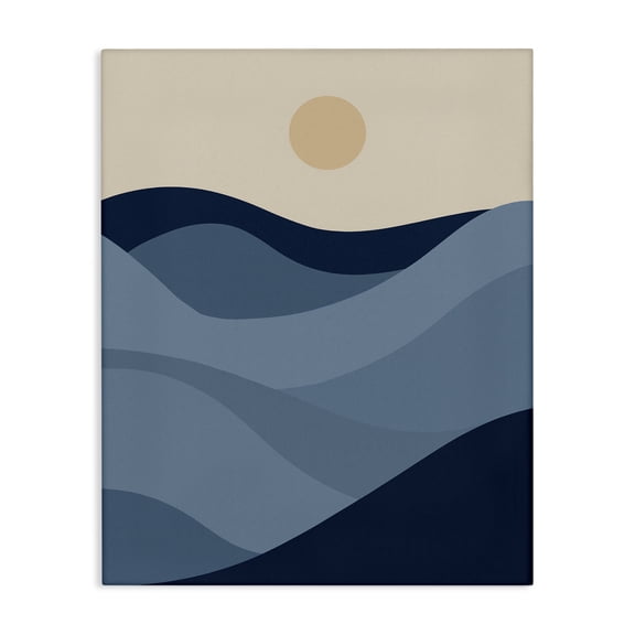 Stupell Industries Blue Hills & Moon Landscape & Nature Painting Wrapped Canvas Art Print Wall Art, 16 x 20