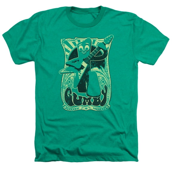 Gumby Men's Vintage Rock Poster Heather T-shirt Green