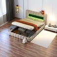 thumbnail image 5 of Queen Size Upholstered Platform Bed with LED Headboard and USB, 5 of 5