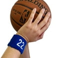 thumbnail image 3 of COUVER Embroidered White Number 67 Blue Terry Cotton Athletic Wristbands 1 Pair (Mens), 3 of 11
