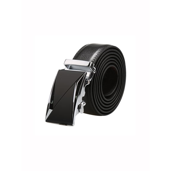 Cinturón de cuero de vestir para hombre con hebilla automática de ratchet Inspire Chic, triángulo plateado 58 5/8-61 3/8