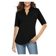 thumbnail image 2 of Nnhblu Womens Summer Tops Dressy Casual Long Sleeve Ladies Tops and Blouses V Neck Black, 2 of 7