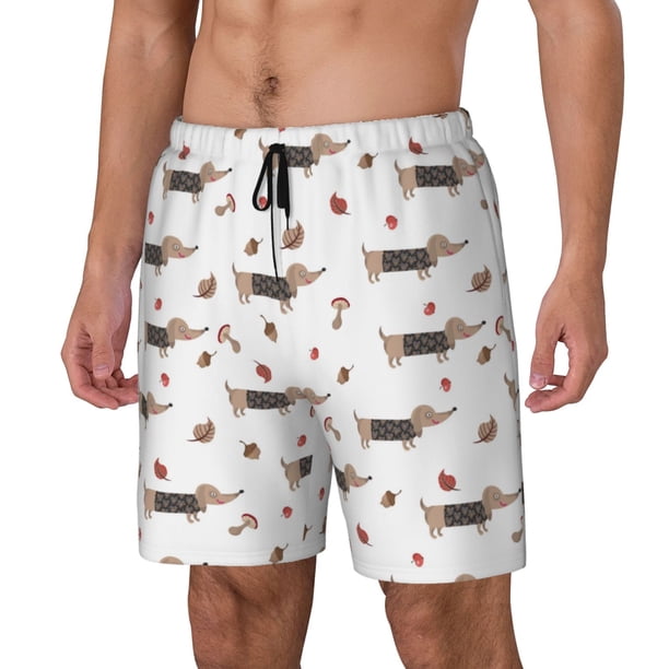 Balery Dachshund Dog Bañador para hombre, shorts de playa de secado rápido con entrepierna y forro de compresión-3X-Large