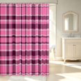 thumbnail image 2 of Manfei Geometric Check Shower Curtain 72Wx84L,Classic Plaid Theme Bathroom Shower Curtain,Pink Purple, 2 of 5