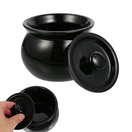 ETHZZLE Large Black Ceramic Soup Stewing Pot, , 1 Pack for Cooking