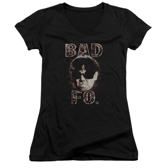Three Stooges Bad Moe Fo Junior Women's T-Shirt V-Neck Black