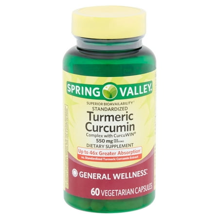Spring Valley Standardized Turmeric Curcumin, 550 MG per serving, Vegetarian Capsules, 60 (Best Curcumin Supplement For Inflammation)