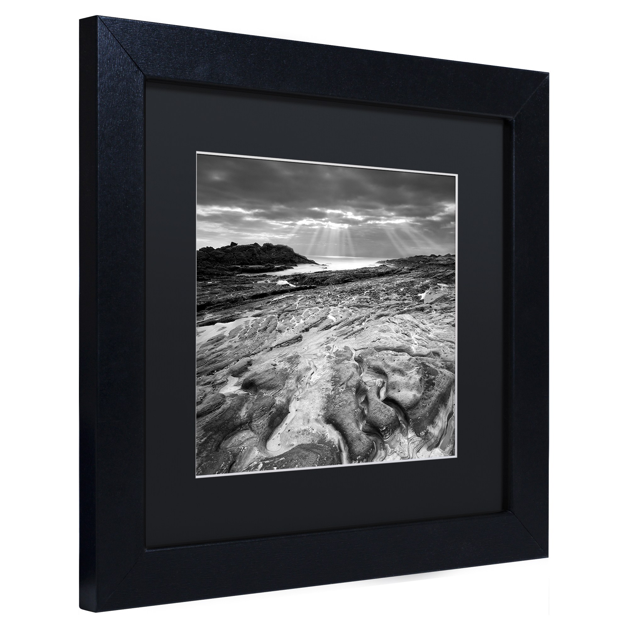 Trademark Fine Art "Sunset at Point Lobos" Canvas Art by Moises Levy Black Matte, Black Frame