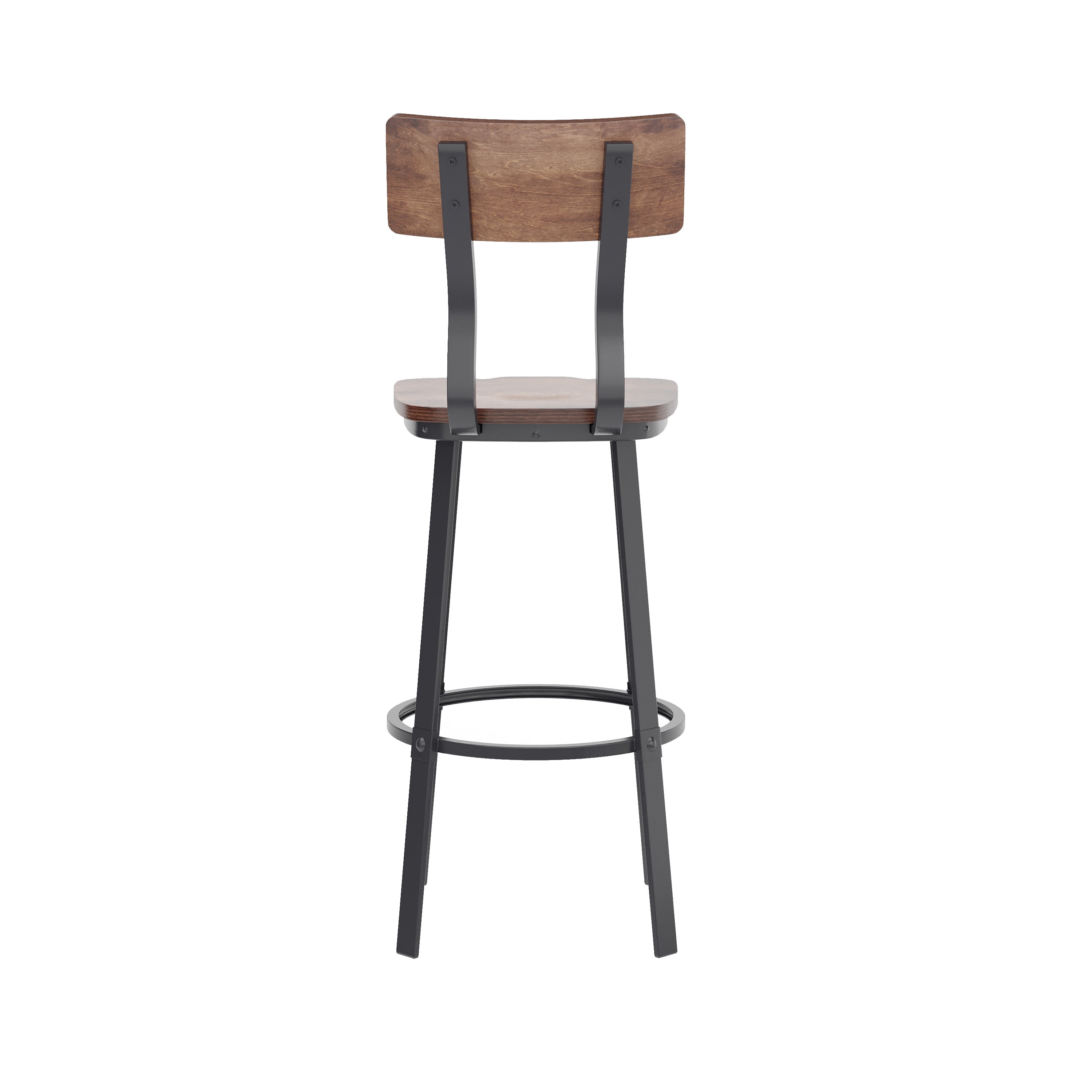 Emma + Oliver Antique Copper Dining Bar Stool with Wood Back/Seat and Gray Powder-Coated Frame