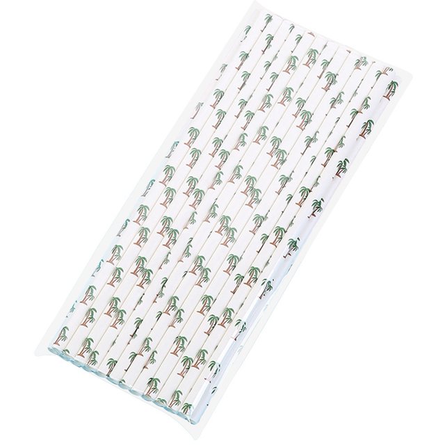 Pajita de fiesta de jugo, bonita pajita de papel desechable ambiental para fiesta, 25 palos (coco)